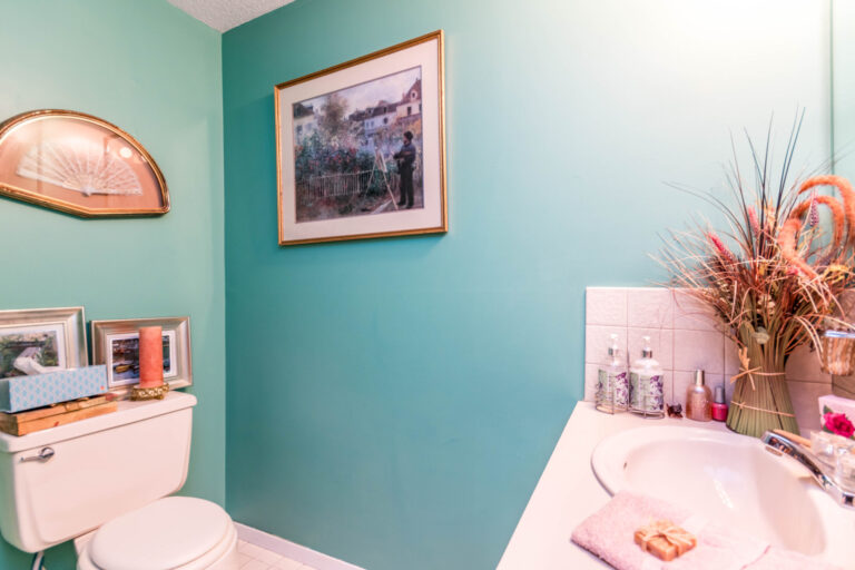 a bathroom with tiolet and lavatory
